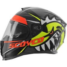 Scoyco 869 Shark Full Face Kask ABS Materyal ile Güneş Vizörlü ve İç Yıkanabilir Özellikte