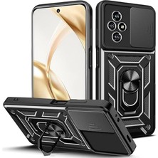 Coolacs Honor 200 ile Uyumlu Kılıf Magnetik Standlı Kamera Korumalı Sürgülü Kapak