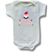 Kısa Kollu Yılbaşı Baskılı Organik Pamuk Çıtçıtlı Yeni Yıl Bebek Body&zıbın
