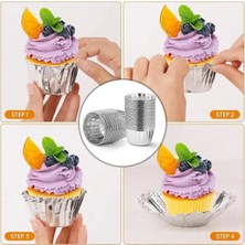 Yasima Gümüş Gri Parlak Metalize 12\'li Fırına Girebilen Muffin Cupcake Kek Kalıbı Kabı Kapsülü 6,5x4 cm