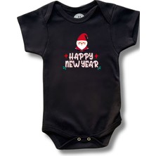 Betül Bebek Kısa Kollu Yılbaşı Baskılı Organik Pamuk Çıtçıtlı Yeni Yıl Bebek Body&zıbın