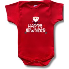 Betül Bebek Kısa Kollu Yılbaşı Baskılı Organik Pamuk Çıtçıtlı Yeni Yıl Bebek Body&zıbın