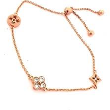Ose Shop Zirkon taşlı 925 ayar gümüş rose ayarlanabilir asansörlü bileklik