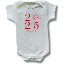 Kısa Kollu Yılbaşı Baskılı Organik Pamuk Çıtçıtlı Yeni Yıl Bebek Body&zıbın