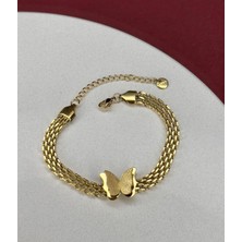 Hg.Aksesuar Kadın Kelebek Detaylı Çelik Bileklik