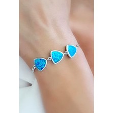 Ose Shop Italyan 925 Ayar Gümüş Opal Taşlı Ayarlanabilir Asansörlü Bileklik