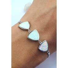 Ose Shop Italyan 925 Ayar Gümüş Opal Taşlı Ayarlanabilir Asansörlü Bileklik