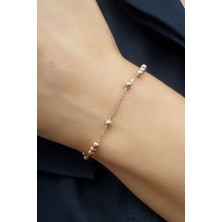 Ose Shop Italyan 925AYAR Gümüş Üzerine Rose Altın Kaplama Trend Zincir Bileklik