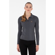 U.S. Polo Assn. Kadın Antrasit Polo Yaka Kazak 50297087-VR006