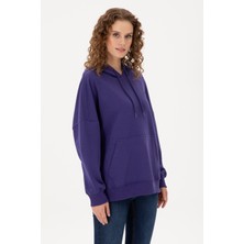 U.S. Polo Assn. Kadın Mor Kapüşonlu Basic Sweatshirt 50297324-VR038