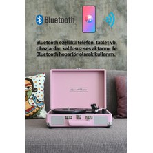 *ücretsiz Kargo Record Master ST14012 Pembe Retro Pikap Bluetooth ve Şarj Özellikli Retro Pikap 33, 45, 78 Devir