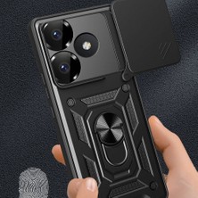 Roketcim Xiaomi Poco F6 Kılıf Magnetik Standlı Kamera Korumalı Sürgülü Vega Kapak