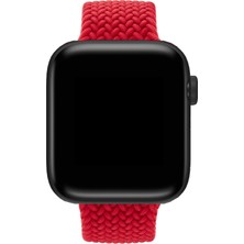 Apple Watch Uyumlu Örgülü Silikon Kordon - Kırmızı - 42/44 - M/l