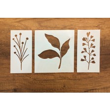 Piktura Kır Çiçeği, Floral, Botanik, Yaprak Minimalist Stencil Şablon 3lü Seri No.1