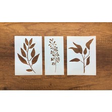 Piktura Kır Çiçeği, Floral, Botanik, Yaprak Minimalist Stencil Şablon 3lü Seri No.7