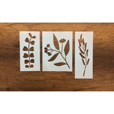 Piktura Kır Çiçeği, Floral, Botanik, Yaprak Minimalist Stencil Şablon 3lü Seri No.4