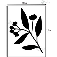 Piktura Kır Çiçeği, Floral, Botanik, Yaprak Minimalist Stencil Şablon 3lü Seri No.4