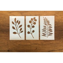 Piktura Kır Çiçeği, Floral, Botanik, Yaprak Minimalist Stencil Şablon 3lü Seri No.2