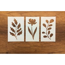 Piktura Kır Çiçeği, Floral, Botanik, Yaprak Minimalist Stencil Şablon 3lü Seri No.3