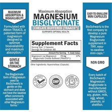 Bioschwartz Magnesium Bisglycinate 100% Chelate No-Laxative Effect - Maximum Absorption- Fully Reacted & Buffered For Energy Muscle Bone & Joint Support -180 Vegi Capsul.