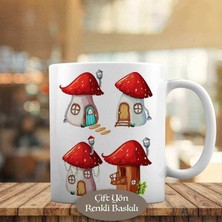 Asilmeydan Kırmızı Çatılı Mantar Evler Kupa Bardak HEDIYELIK-1308-19997