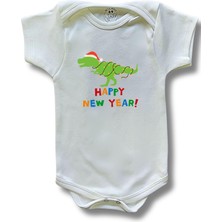 Betül Bebek Kısa Kollu Yılbaşı Baskılı Organik Pamuk Çıtçıtlı Yeni Yıl Bebek Body&zıbın