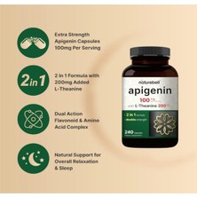 Naturebell Apigenin 100mg With L-Theanine, 240 Capsules (50mg Apigenin Per Capsule) – Extra Strength Sleep & Relaxation.