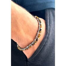 Kaplan Gözü & Hematit Doğaltaş Ikili Erkek Bileklik