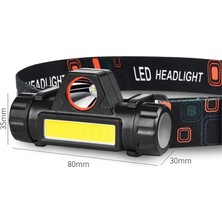 Ledarmy Cata CT-9120 Mir Kafa Lambası 200LM Fener LED USB Akkülü Şarjlı Su Geçirmez Cob Dağ Gece Balıkçılık