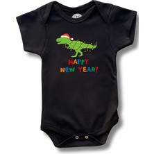 Betül Bebek Kısa Kollu Yılbaşı Baskılı Organik Pamuk Çıtçıtlı Yeni Yıl Bebek Body&zıbın