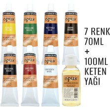 Opus Yağlı Boya 70ml 7 Renk Paketi + 100ml Keten Yağı Başlangıç Seti