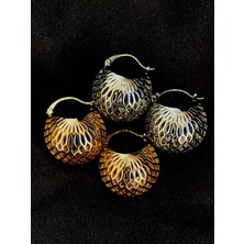 Takı Box Çapraz Desenli Kafes Tasarım Mesh Ball Küpe