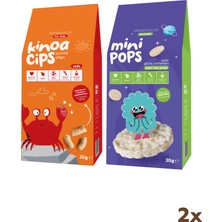 Slimplus 20G Sade Kinoa Cipsi For Kids Neşeli Yengeç ve 30G Mini Pops Pirinç Patlakları