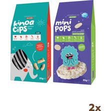 Slimplus 20G Sade Kinoa Cipsi For Kids Tatlı Fil ve 30G Mini Pops Pirinç Patlakları