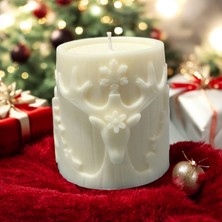 Nur Değirmenci Gallery ND Candle El Yapımı Yılbaşı Temalı Geyik Motifli Soya Mumu