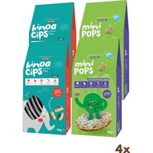 Slimplus 4 Paket 20G Sade Kinoa Cipsi For Kids Tatlı Fil ve 30G Mini Pops Karabuğday Patlakları