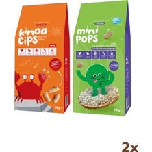 Slimplus 20G Sade Kinoa Cipsi For Kids Neşeli Yengeç ve 30G Mini Pops Karabuğday Patlakları