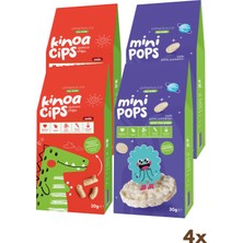 4\\\'lü Paket 20G Sade Kinoa Cipsi For Kids Sevimli Dinozor ve 30G Mini Pops Pirinç Patlakları