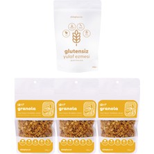 Slimplus 3 Paket Muz Tarçın Hindistan Cevizi Glutensiz Ilave Şekersiz Vegan 100 gr Granola ve 500 gr Yulaf Ezmesi Paketi