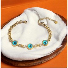 Hg.Aksesuar Kadın Nazar Boncuklu Çelik Bileklik