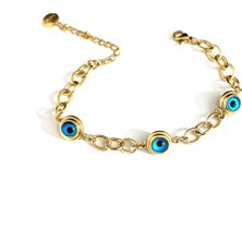 Hg.Aksesuar Kadın Nazar Boncuklu Çelik Bileklik