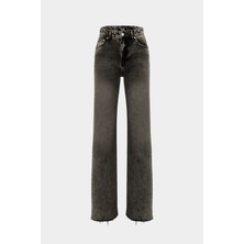 High Waist Wed Leg Kar Yıkama Geniş Paça Dikişsiz Jean