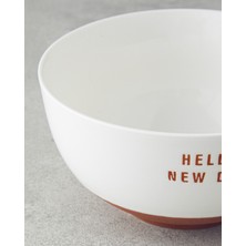 English Home Hello New Day New Bone China Kase 13 cm Beyaz