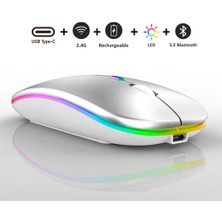 Kablosuz Mouse Bluetooth – Şarjlı, Type-C, Ergonomik, 500 Mah, 800/1200/1600 Dpı, LED Işık