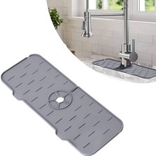 Store Max Lavabo Sıçrama Koruyucu - Silikon Musluk Sapı Damlama Tutucu Tepsi - Bulaşık Deterjanı Dağıtıcısı ve Musluğun Arkasında Sünger Tutucu Mat - Mutfak Tezgahı ve Banyo İçin