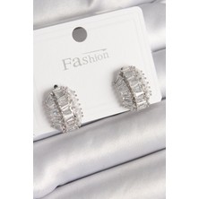 Callerrons Accessories Gümüş Renk Zirkon Taşlı Kaplumbağa Kabuğu Model Kadın Küpe - EBJ241214W29912