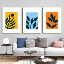 Aktüel Matisse - Boho - Art Deco - Soyut - Doğa ( 3 Lü Çerçevesiz ) Poster - Afiş - Tablo KR2C00105/