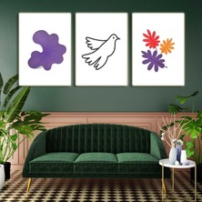 Aktüel Matisse - Boho - Art Deco - Soyut - Doğa ( 3 Lü Çerçevesiz ) Poster - Afiş - Tablo KR2C00652/