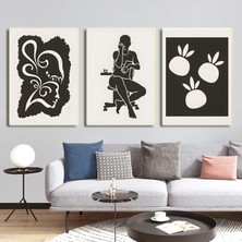 Aktüel Matisse - Boho - Art Deco - Soyut - Doğa ( 3 Lü Çerçevesiz ) Poster - Afiş - Tablo KR2C00704/