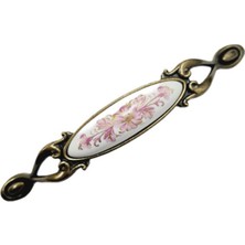 Festival Miray 96 mm Metal Antik Sarı - Porselen Desenli - 5 Adet